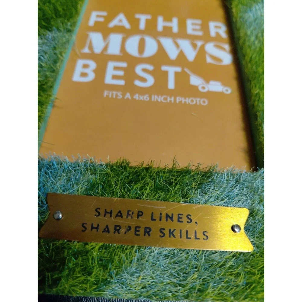 Father Mows Best Faux Grass Picture Frame, 4